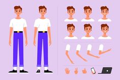 a man with different poses and gestures for animation