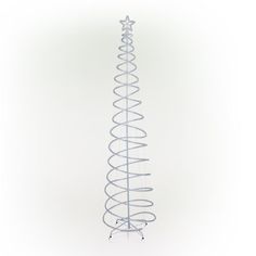 a tall metal object with spirals on it's sides and an upside down one side