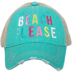 Katydid Wholesale “Beach Please” Hats When you need to get your boutique summer-ready, our Katydid Beach Please trucker hats are a popular way to do it. You can grow your boutique’s sales in summer with Katydid’s “Beach Please” Hat and other fashionable summer accessories. Make your boutique a one-stop shop summer retail establishment so all your customers can stay trendy and stylish while enjoying their beach adventures. designed by Katydid trucker caps are embroidered and have curved bill dist Distressed Cap, Trendy Hat, Vintage Cowgirl, Beach Please, Beach Adventure, Beach Ready, Summer Adventures, Beach Hat, Summer Ready