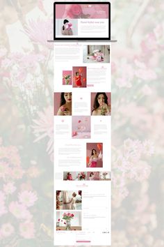 an image of a website page with flowers on the bottom and pink flowers in the middle