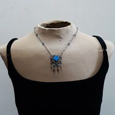 This Amazing Necklace Was Handmade In The 1920s In The Art Deco Style. Sterling Silver With A Paste Star Sapphire In Center. The Blue Crystals On The Pendant Are Bezel Set Flanked By Floral And Round Beads. The Handmade Filigree Setting On The Pendant Is Amazing. The Chain Has 8 Blue Crystals Bezel Set And Linked Separately, 4 On Each Side, So The Chain Moves Easily. Time For A New Home. Art Deco Sapphire Sterling Silver Jewelry, Art Deco Gemstone Necklace For Gift, Handmade Blue Art Deco Jewelry, Art Deco Sterling Silver Pendant Necklace, Art Deco Blue Pendant Necklace, 1920 Art, 1920 Art Deco, Star Sapphire, Art Deco Style