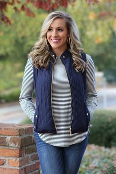 Perfect For Me Vest: Navy - Lavish Boutique Navy Vest Outfit, Blue Vest Outfit, Quilted Vest Outfit, Fall Photo Outfits, Better With You, Navy Vest, Women Vest, Best Casual Outfits, Vest Outfit