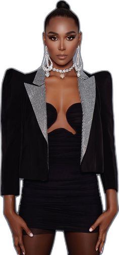 Glamorous Fitted Long Sleeve Blazer, Party Blazer With Structured Shoulders, Luxury Long Sleeve Blazer For Night Out, Luxury Embellished Evening Outerwear, Glamorous Long Sleeve Blazer For Work, Elegant Evening Blazer With Rhinestones, Elegant Embellished Evening Outerwear, Luxury Evening Blazer With Long Sleeves, Luxury Evening Long Sleeve Blazer