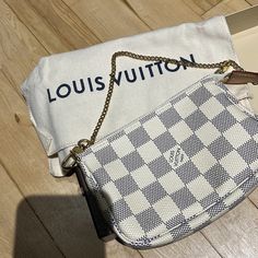 Never Used Box Dust Bag Included Luxury White Pouch For Daily Use, Louis Vuitton Damier Azur, Authentic Louis Vuitton, Louis Vuitton Damier, Dust Bag, Pouch, Louis Vuitton