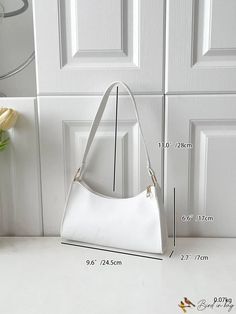 BirdinBag - Stylish Compact Baguette Bag with Zipper in Solid Color White Handheld Baguette Bag For Daily Use, Handheld Baguette Bag With Zipper For Shopping, White Rectangular Baguette Bag For Errands, White Baguette Shoulder Bag For Daily Use, Elegant Baguette Bag With Zipper For Daily Use, White Handheld Baguette Bag For Everyday Use, Everyday White Baguette Bag With Zipper, Chic Square Baguette Bag With Zipper Closure, Chic Square Baguette Bag With Zipper