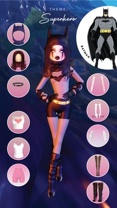 Dress To Impress Outfit Combos Halloween, Batman Dti Outfit, Dti Outfits Halloween Update, Dti Theme Superhero Or Villain, Dti Theme Villain, Dress To Impress Villain Theme, Batman Dress To Impress, Superhero Dress To Impress, Superhero Or Villain Dress To Impress