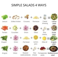 an image of simple salads for four ways to make it look like they have different ingredients