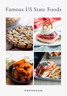 the cover of famous us state foods, including pies and other desserts on plates