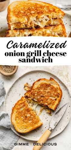 Take lunch to the next level with this Caramelized Onion Grilled Cheese! It has all the melty goodness of your favorite grilled cheese sandwich combined with the flavor of sweet-savory caramelized onions! It’s an easy meal packed with deliciousness that everyone in your family will love. Make this easy healthy recipe at gimmedelicious.com Caramelized Onion Grilled Cheese, Onion Grilled Cheese, Sandwiches Wraps, Homemade Sandwich, Dinner Sandwiches, Roasted Butternut Squash Soup, Ciabatta Bread, Caramelized Onion, Cheese Sandwich