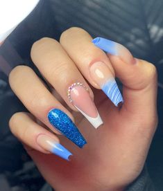 Nail Designs Bling, Aqua Nails, Nail Tip Designs, Nail Salon Design, Glamour Nails, Nails Desing, Xmas Nails, Dope Nails