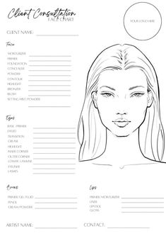 This make-up face chart has been designed for all pro make-up artists and beauty enthusiasts who would like to use them for clients when booked for a bridal make-up trial or prepping/designing for an upcoming event or merely just to practice on. This product is a digital product which is printable and can be edited on Canva where you can make it your own: - Add your company logo - Play around with colours - Play around with different fonts Blank Face Chart, Mac Face Charts, Makeup Consultation, Blank Face, Makeup Masterclass, Makeup Charts, Face Charts, Makeup Artist Kit, Makeup Trial