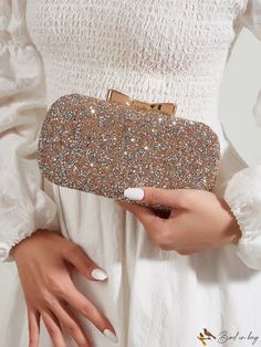 BirdinBag - Rhinestone Chain Box Bag: Elegant Bridal Purse for Weddings, Proms, and Parties Elegant Sparkling Bags For Prom, Elegant Gold Clutch For Prom, Glamorous Sparkling Clutch For Weddings, Gold Rectangular Evening Bag For Prom, Embellished Rectangular Evening Bag For Prom, Sparkling Rectangular Evening Bag For Prom, Gold Sparkling Rectangular Evening Bag, Sparkling Gold Rectangular Evening Bag, Rectangular Rhinestone Clutch For Prom