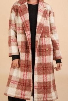 Long Plaid Coat, Girls Accesories, Neutral Coat, Fleece Plaid, Plus Jumpsuit, Plaid Coat, Maternity Shops, Plaid Jacket, Plaid Design