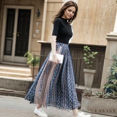 Lasaky - Exquisite Pleated Chiffon Skirt with Belted Accent Midi Skirt Casual, Long Floral Skirt, Pleated Chiffon Skirt, Cheap Skirts, Chiffon Midi Dress, Pleated Chiffon, Ruffles Fashion, Long Skirts For Women, Half Skirt