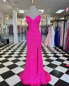 Evening Style, Spaghetti Strap Prom Dress, Evening Party Gowns, Pink Prom, Cute Prom Dresses, Pretty Prom Dresses, Grad Dresses, Dress Spaghetti, Pink Sequin