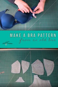 someone is making bras out of paper on a cutting board with the words make a bra pattern