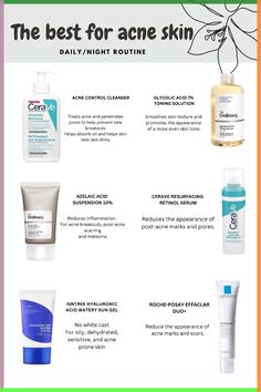 ✨ Acne skin routine products ✨ 﫧 #skincare #skincareroutine #skincaretips #skincareproducts #acne Acne Skin Routine, Acne Prone Skin Care Routine, Acne Prone Skin Care, Post Acne Marks, Oily Skin Care Routine, Skin Gel, Natural Acne, Natural Acne Remedies, Acne Control