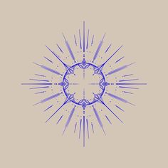 a blue and white drawing of a sunburst in the middle of it's rays