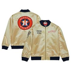 Celebrate your Houston Astros fandom with this Mitchell & Ness OG 2.0 Lightweight Satin Full-Zip Jacket. This lightweight satin jacket features embroidered Astros graphics with raised details, making it the perfect way to show your team spirit on a mild day. This jacket is the perfect way to show your Astros pride, whether you're at the ballpark or just out and about.Celebrate your Houston Astros fandom with this Mitchell & Ness OG 2.0 Lightweight Satin Full-Zip Jacket. This lightweight satin ja Sports Season Fan Apparel Outerwear, Athleisure Outerwear For Fall Sports Events, Satin Jacket, Satin Jackets, Out And About, Houston Astros, Mitchell & Ness, Outerwear Coats, Zip Jacket