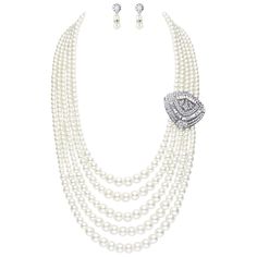 PRICES MAY VARY. Vintage multi-layer long pearl necklace with crystal flower and pearl earrings, a great dress accessory jewelry set, also can be used as a sweater chain. The length of each single layer: 21.1", 22.4", 24.02", 25.98", 27.56". For more details, please check the Size Chart in the second image. Perfect length to build a sense of drape. Material: imitation pearl strings, crystal flower and alloy. Great quality of materials and craftsmanship. Vintage styling right off the Great Gatsby Formal Pearl Jewelry Sets, Gatsby Earrings, Motif Art Deco, Layered Pearl Necklace, Bridal Pearl Necklace, Pearl Necklace Vintage, Long Pearl Necklaces, Cartilage Earrings Hoop, Pearl Necklace Earrings