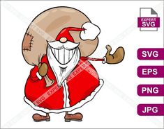 santa clause cartoon character in red and white