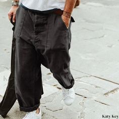 Katykey - Relaxed Fit Casual Work Pants with Straight Leg Design Japanese 80s, Casual Work Pants, Ripped Body, Style Overalls, Fitted Coat, Loose Trousers, Long Trousers, Sweatpants Set, Pantalon Large