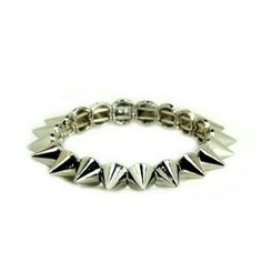 Beautiful Silver Spiky Bracelet. Stretchable. Plated Metal. Punk Style Silver Jewelry As Fashion Accessory, Edgy Style Bracelet Jewelry, Casual Metal Jewelry For Parties, Trendy Adjustable Silver Stretch Bracelet, Trendy Nickel-free Bracelets, Trendy Nickel-free Bracelets As Fashion Accessory, Trendy Metal Stretch Bracelet For Party, Everyday Silver Bracelet For Summer, Everyday Summer Silver Bracelets