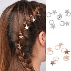 Bohemian Style Fashionable Silver Star Hair Rings.... So Pretty!!! Set Comes With 5 Easily Open Rings To Attach To Hair. Rings Can Be Opened With Finger Tips And Slightly Closed. Made Of Copper And Polished With Silver. Perfect Piece To Any Outfit!!! Brand New Boutique Item Without Tag. Mix And Match Any Items Listed 4 For $20 And Save.... Just Bundle Your Items And Send Offer!!! Hip Hop Hair, Twist Braid Hair, Friendship Group, Braid Accessories, Colour Set, Twist Braid, Diy Braids, Small Braids, Twist Braid Hairstyles