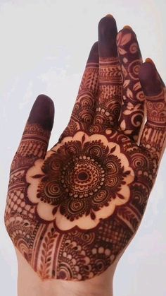 the hand is decorated with henna designs