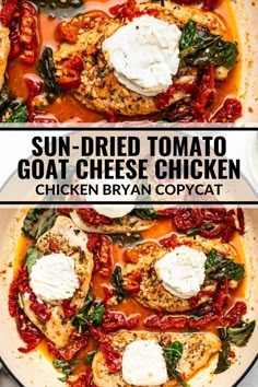 sun dried tomato goat cheese chicken in a skillet