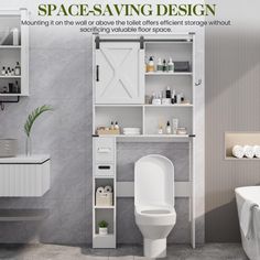 a bathroom with a toilet, sink and bathtub is featured in the magazine space saving design