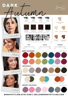 Autumn Skin Tone, Dark Autumn Makeup, Autumn Color Analysis, Warm Skin Tone Colors, Autumn Color Palette Fashion, Deep Autumn Color Palette, Autumn Skin, Soft Autumn Color Palette