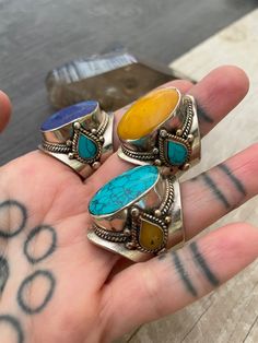 Trendy Handmade Blue Rings, Trendy Handmade Blue Ring, Oval Stone Ring, Ring Blue Stone, Large Stone Rings, Big Stone Ring, Yellow Rings, Chunky Ring, Blue Stone Ring