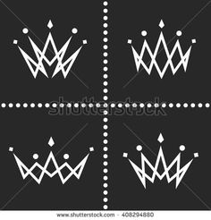 four crowns on black and white background