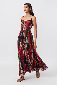 Shop for Saaksha and Kinni Black Chiffon Hand Micro Pleated Printed Dress for Women Online at Aza Fashions Multicolor Sleeveless Dress With Digital Print, Multicolor Sleeveless Maxi Dress With Abstract Print, Bohemian Semi-stitched Digital Print Dresses, Sleeveless Multicolor Abstract Print Maxi Dress, Saaksha And Kinni Dress, Abstract Floral Print, Pleated Maxi, Indian Fabric, Bustier Dress