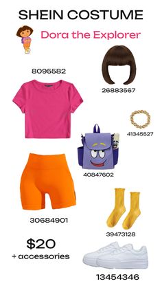 Cheap Dora the Explorer Costume on SHEIN Dora Outfit, Dora Outfits, Book Week Costume, Dora The Explorer, Book Week, Easy Halloween Costumes