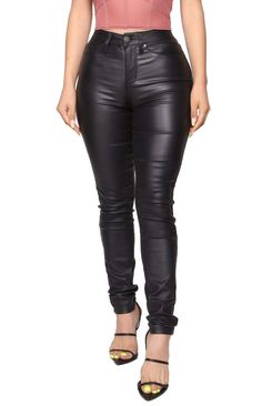 PRICES MAY VARY. Coated leather look finish 29 inch inseam 10.5 inch high rise Coated Pants wax coated Pants can be styled with everything from blazers ,Bodysuit, sweaters ,Corset Top sequined tops , proving just how versatile they are. This sleek pair has a high waist and skinny fit with Hyper Stretch to ensure comfort and flexibility Material: High Stretchy Coated Leggings (Cotton + Spandex + PU). Feature:Stretchy, butt lift ,soft, comfortable, non see through, slim fit, high waist, wrinkle-re Traditional Leather Pants, Leather Pants For Women, Leather Leggings Look, Coated Leggings, Country Concert Outfit, Cotton Leggings, Faux Leather Pants, Leather Leggings, Leather Coat