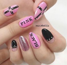 Black Pink Nail Art Kpop, Blackpink Nail Art Design, Blackpink Inspired Nail Art, Blackpink Nails Ideas, K Pop Nails Blackpink, Blackpink Nails Designs Kpop, Black Pink Nails Kpop, Nail Art Blackpink