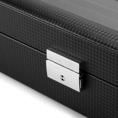 a close up of a black suitcase on a white background