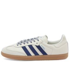 Adidas Samba OG W Off White, Dark Blue & Clear Sky | END. (US) Sambas Women, Adidas Samba Og, Amazing Clothes, Adidas Sneakers Women, Clear Sky, Aesthetic Shoes, Latest Sneakers, Clarks Originals, Adidas Gazelle