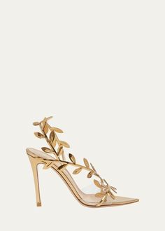 Gianvito Rossi Metallic Branch Stiletto Sandals - Bergdorf Goodman Gianvito Rossi Heels, Gold Wedding Shoes, Rossi Shoes, Fancy Shoes, Stiletto Sandals, Cleanser And Toner, Bergdorf Goodman, Gianvito Rossi, Shoe Sale