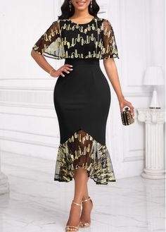 Color:Black;Size:S;Size:M;Size:L;Size:XL;Size:XXL;Package Contents:1 X Dress;Occasion:Other;Style:Bohemian; Gold Party Dresses, Black And Gold Party, Black And Gold Dress, Latest Dress For Women, Bodycon Dresses Casual, Fashion Dresses Online, Short Sleeve Bodycon Dress, Neck Bodycon Dress, Sleeve Bodycon Dress