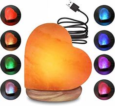 a heart shaped lamp with different colors on it