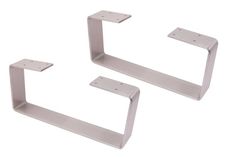 two metal brackets are shown on a white background and one is not in the shape of a rectangle