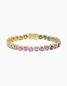 I Heart Rainbows Bracelet – Emily P. Wheeler, LLC Vibrant Jewelry, Tennis Style, Rainbow Sapphires, Designer Bracelets, Rainbow Jewelry, Rainbow Necklace, Rainbow Bracelet, Sapphire Bracelet, Jewelry Lookbook