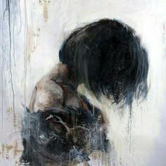 an abstract painting of a woman's head