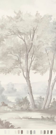 an image of a painting with trees in the background