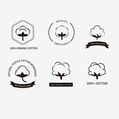 the logos for organic cotton are designed in black and white, with an image of a tree