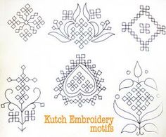 an old book with some designs on it's cover and the title kutch embroidery motifs