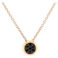 Minimalism is well represented in this 18KT Rose Gold Pavè Black Diamond Garavelli Giotto Necklace Black Diamonds ct 0.11, the gold prongs are delicatelly blackened Chain length 50cm with a loop at 45 cm Inches 19" with a loop at 17" Gold pendant size diameter mm 12 x mm 6 18kt GOLD gr : 3.40 BLACK DIAMONDS ct : 0,11 Ask for the option in white diamond or in multi color semiprecious stones ! We have also bracelets, rings and earring to go with. Made in Italy Elegant Yellow Gold Necklaces With Black Diamonds, Elegant Gold Necklaces With Black Diamonds, Elegant Rose Gold Jewelry With Black Diamonds, Formal Rose Gold Jewelry With Black Diamonds, Classic Rose Gold Necklaces For Evening, Classic Rose Gold Necklace For Evening, Gold Necklaces With Black Diamonds, Minimal Pendant, Black Diamonds